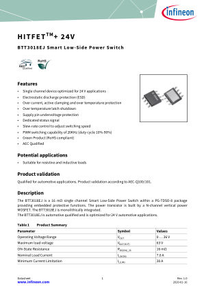 BTT3018EJ datasheet cover page