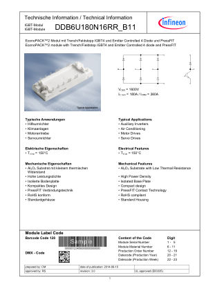 DDB6U180N16RR-B11 datasheet cover page