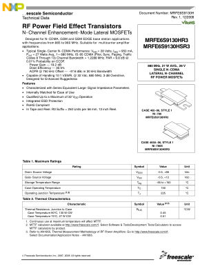 MRFE6S9130H datasheet cover page