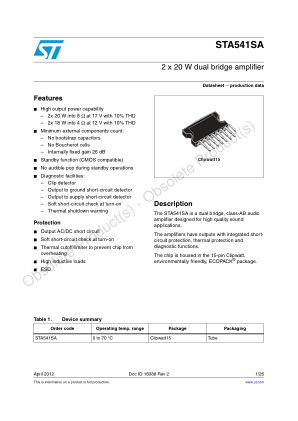 STA541SA datasheet cover page