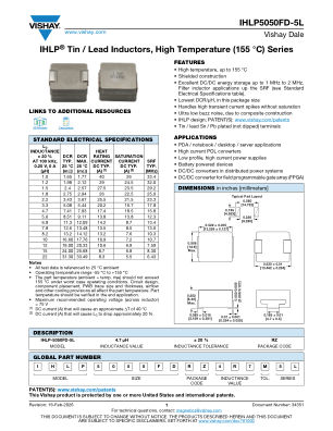 IHLP5050FD-5L datasheet cover page
