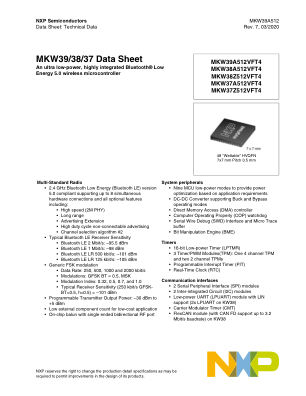 MKW39A512 datasheet cover page