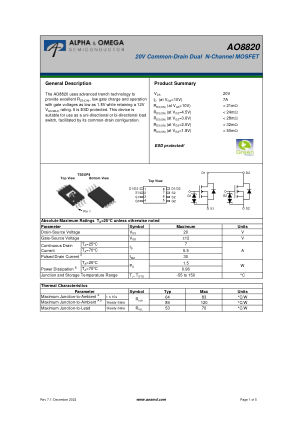 AO8820 datasheet cover page