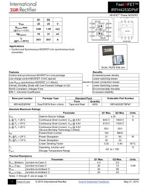 IRFH4253D datasheet cover page