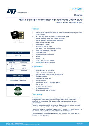 LIS2DW12 datasheet cover page