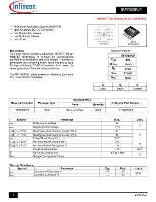 IRF7805 datasheet cover page