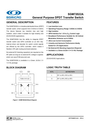 SGM72022A datasheet cover page
