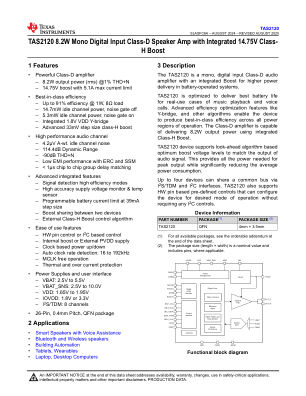 TAS2120 datasheet cover page
