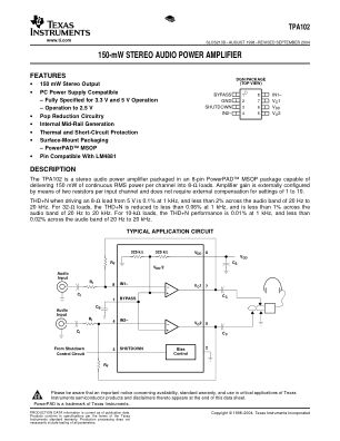 TPA102 datasheet cover page