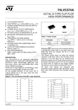 74LVC374A datasheet cover page