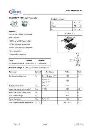 IAUS180N04S4N015 数据手册首页