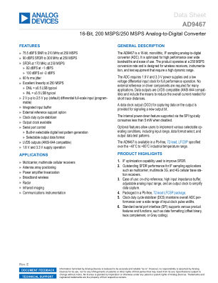 AD9467 datasheet cover page