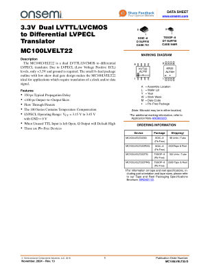 MC100LVELT22 数据手册首页