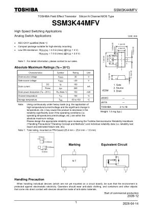 SSM3K44MFV 数据手册首页