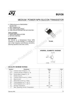 BUV26 datasheet cover page