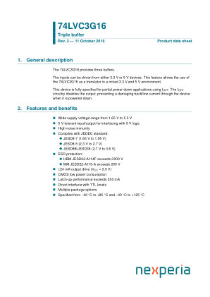 74LVC3G16GMH datasheet cover page