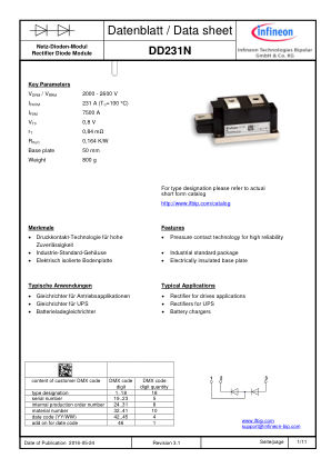 DD231N datasheet cover page