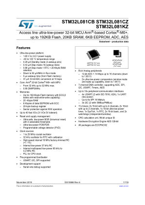 STM32L081CZ 数据手册首页
