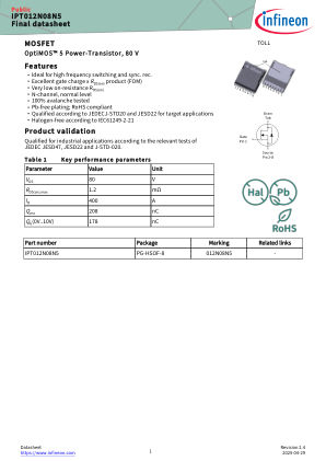 IPT012N08N5 datasheet cover page