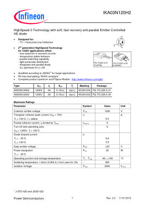 IKA03N120H2 datasheet cover page