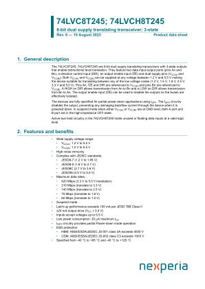 74LVC8T245PW datasheet cover page