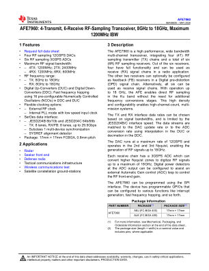AFE7960 datasheet cover page