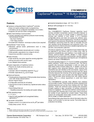 CY8CMBR2016 datasheet cover page