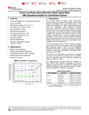 TLV4313 datasheet cover page