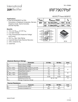 IRF7907 datasheet cover page