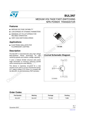 BUL3N7 datasheet cover page