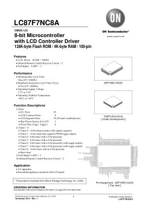 LC87F7NC8A datasheet cover page