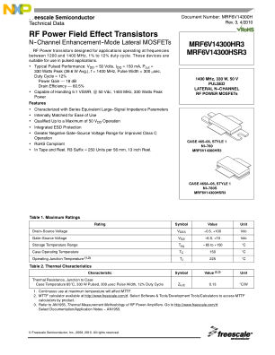 MRF6V14300H 数据手册首页