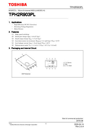 TPH2R903PL 数据手册首页