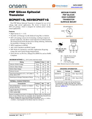 BCP69T1 datasheet cover page