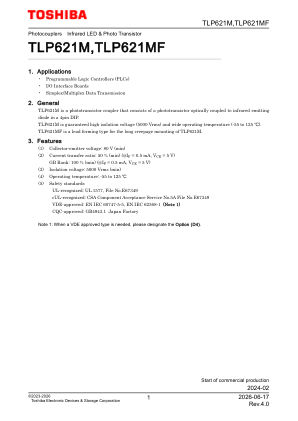 TLP621M datasheet cover page