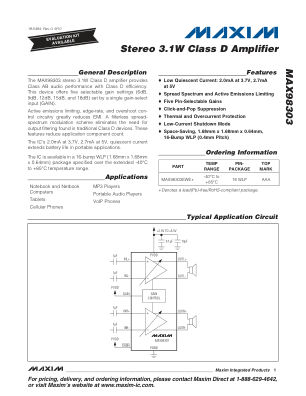 MAX98303 datasheet cover page