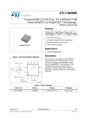 STL11N65M5 datasheet cover page