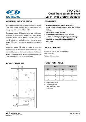 74AHC573 datasheet cover page