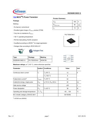 BSZ900N15NS3-G datasheet cover page