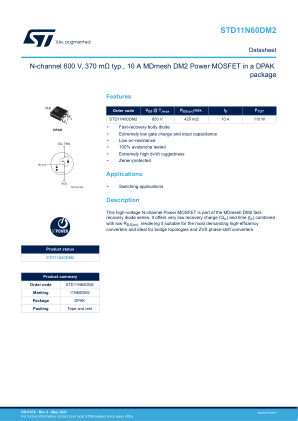STD11N60DM2 datasheet cover page