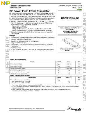 MRF6P18190H datasheet cover page
