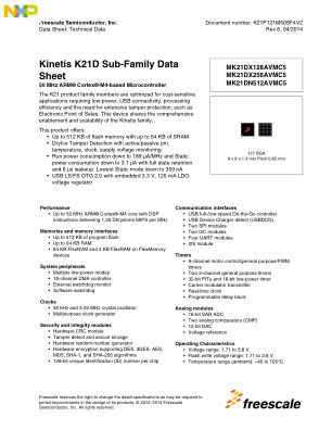K21P121M50SF4V2 datasheet cover page