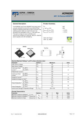 AON6260 datasheet cover page