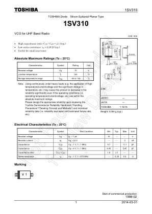 1SV310 datasheet cover page