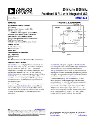 HMC832A datasheet cover page