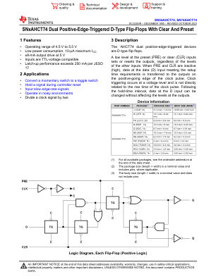 SN74AHCT74 datasheet cover page