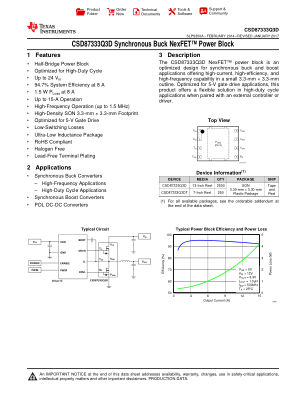 CSD87333Q3D datasheet cover page