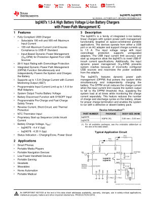BQ24078 datasheet cover page