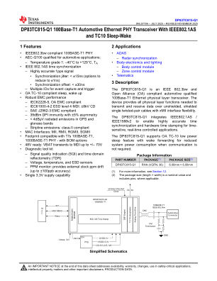 DP83TC815-Q1 数据手册首页