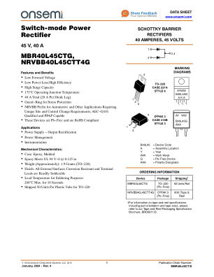 MBR40L45CT datasheet cover page